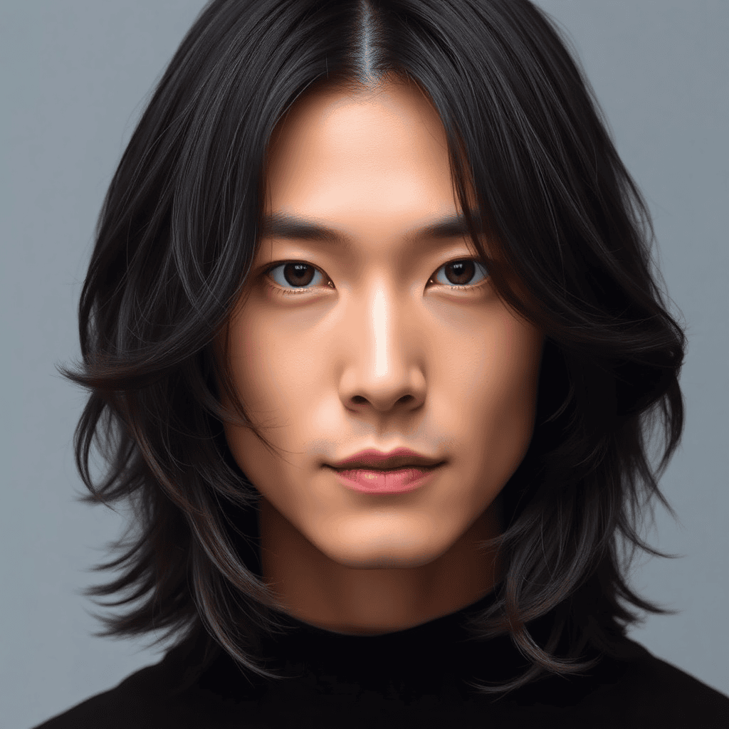 Long Korean Center Part With Flowing Layers