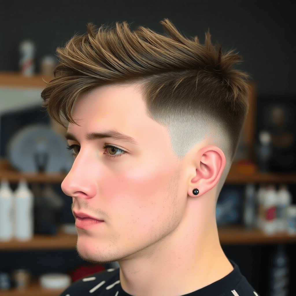Wolf Cut With a Curved Burst Fade