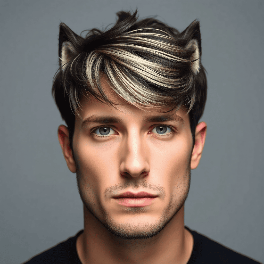 Two-Tone Wolf Cut With Contrast Side Panels