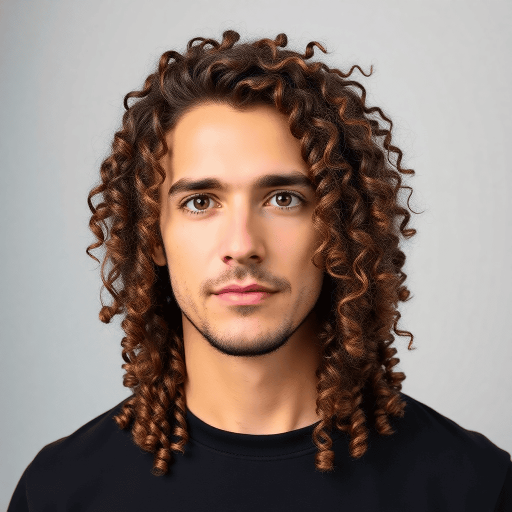 Long Curly Wolf Cut With Layered Nape