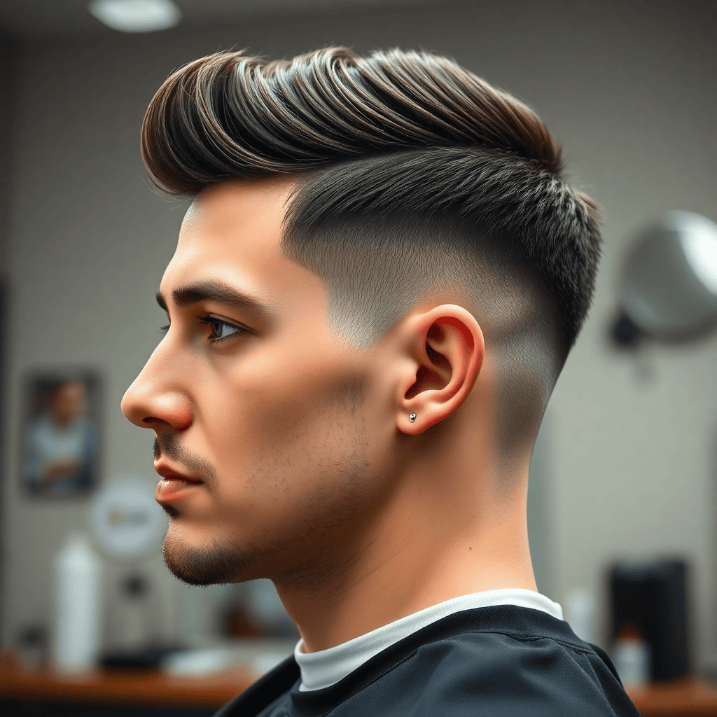Brushed-Up Quiff With a Low Skin Fade