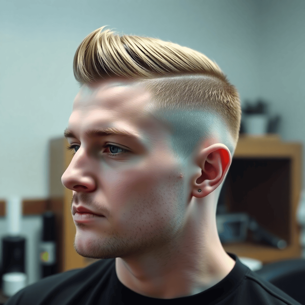 Angular Quiff With a Hard Side Part