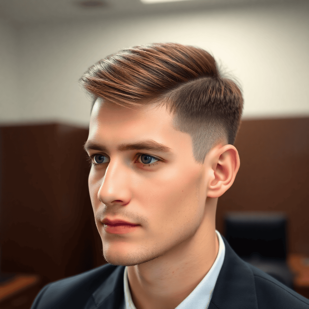 Classic Comb-Over Undercut Without a Shaved Part