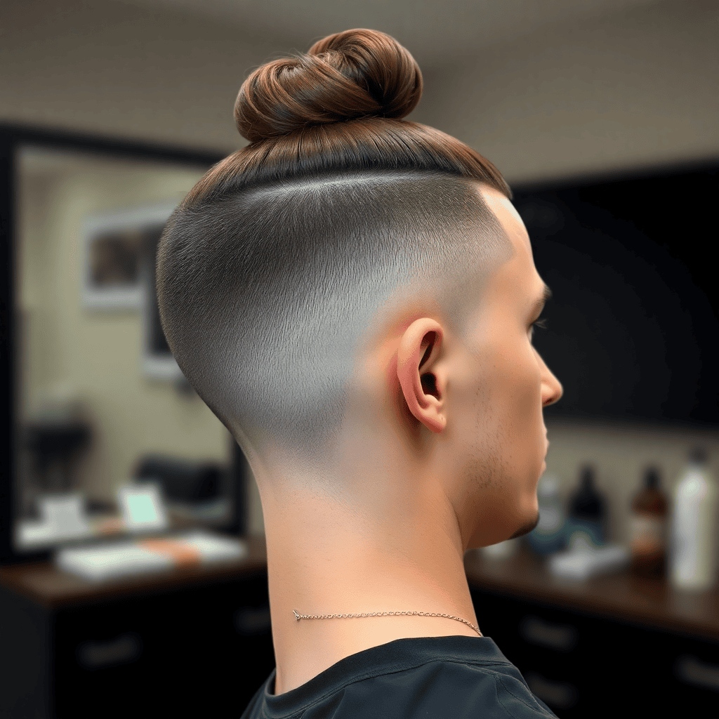Man Bun Undercut With Clean Temples