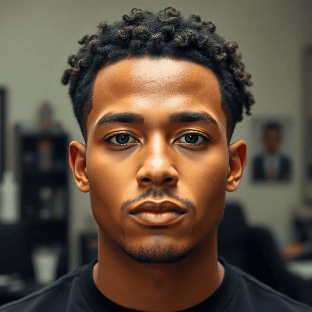 Curly Textured Crop With Temple Fade