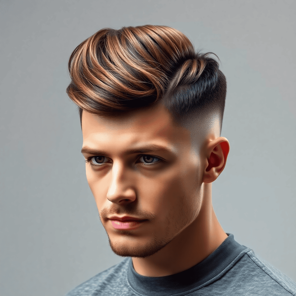 High Fade With Wavy Brush-Up