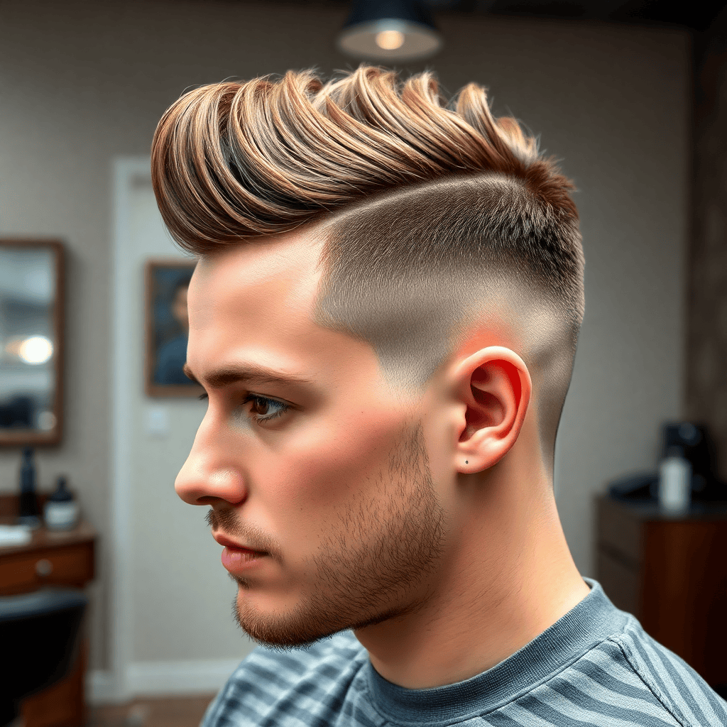 Burst Fade With Wavy Faux Hawk