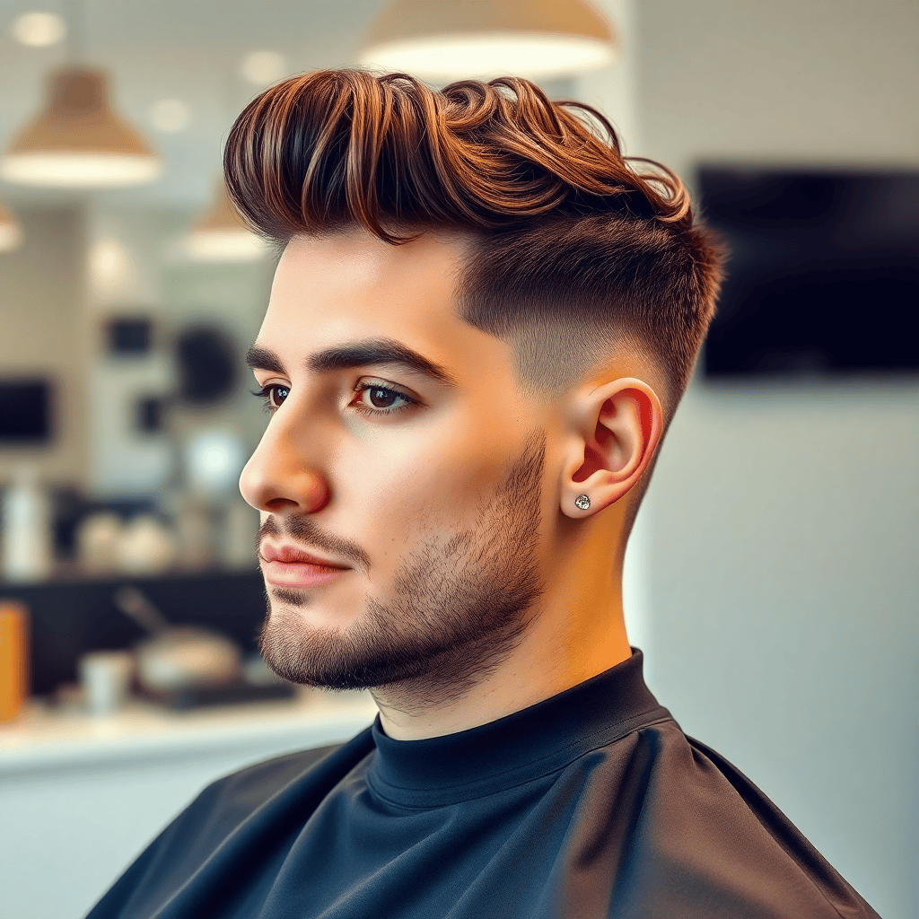 Wavy Quiff With Low Fade