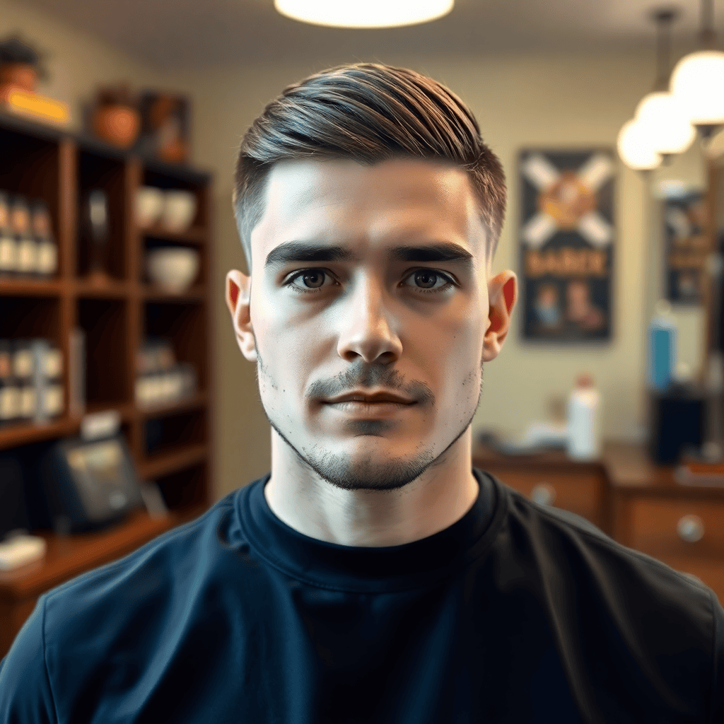 Temple Taper Fade With a Short Caesar Cut