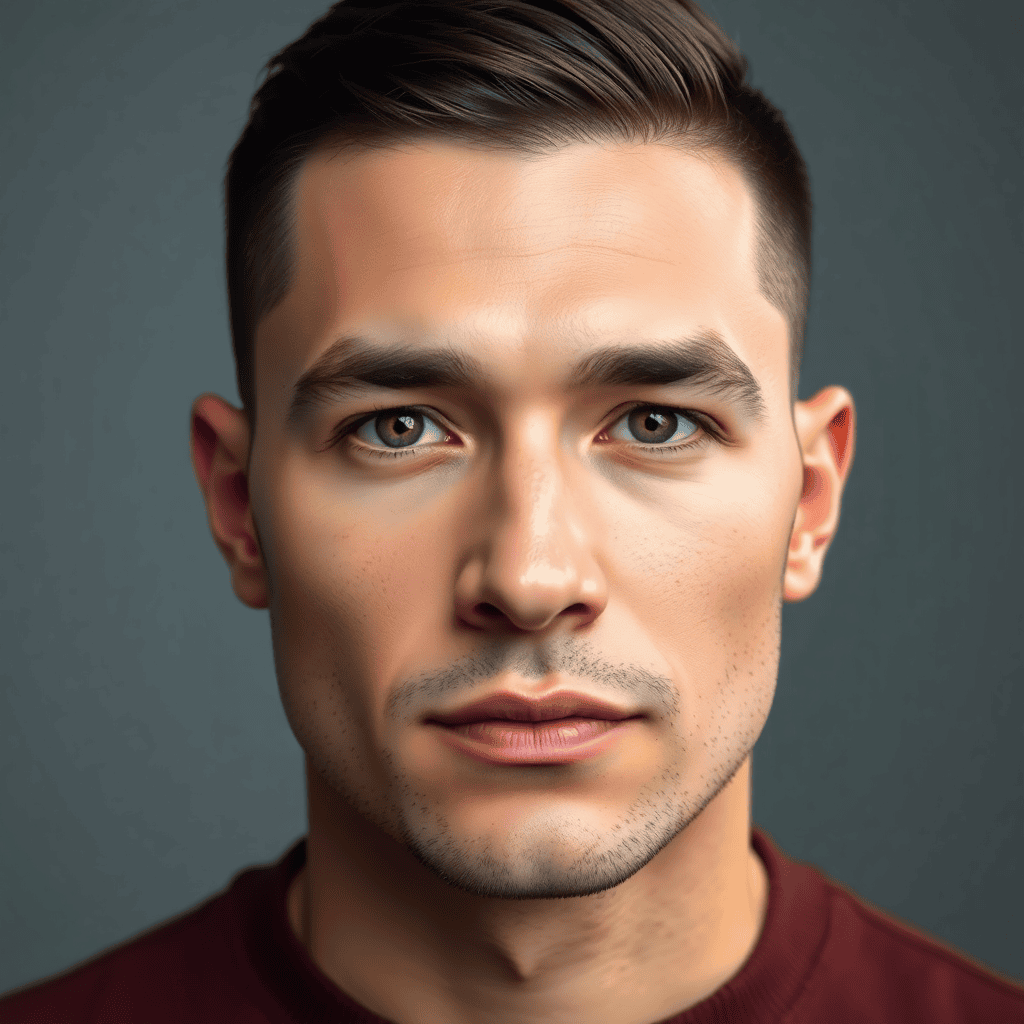 French Crop With a High Fade and Diagonal Fringe