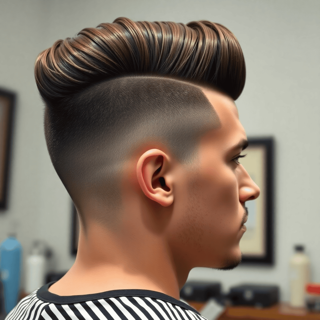 Temple Taper Fade With a Modern Pompadour