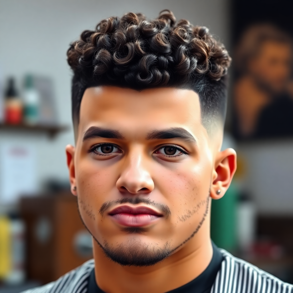 Curly High Top With a Drop Fade