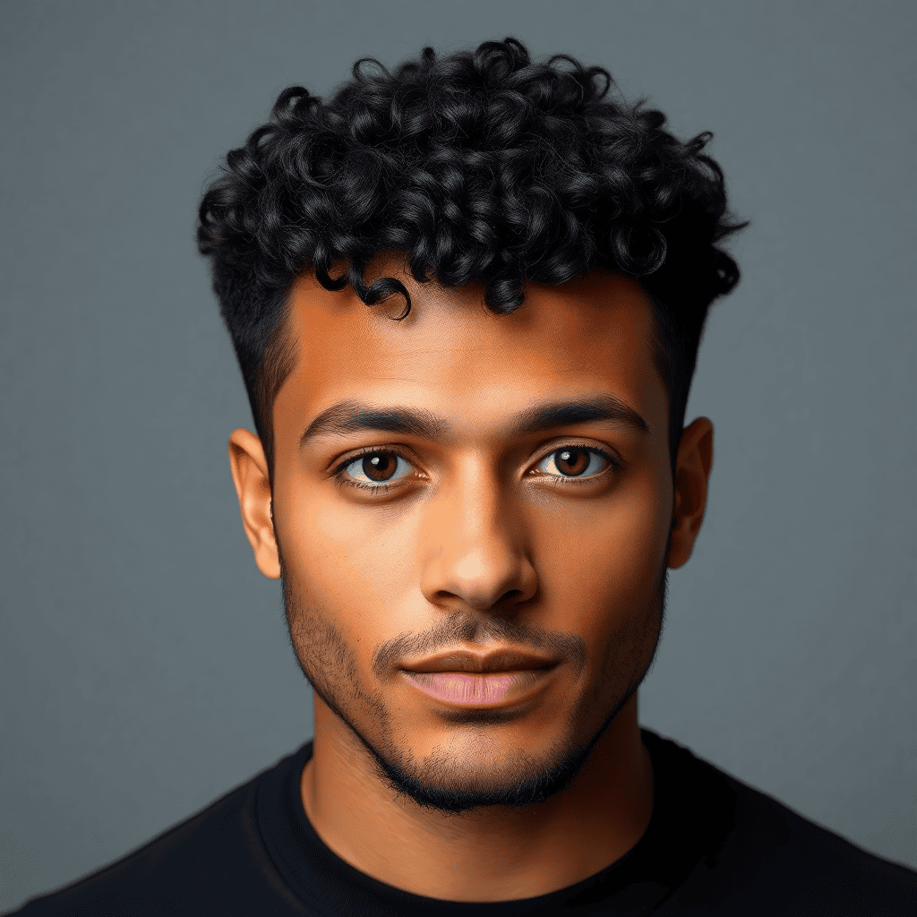 Low Taper Fade With a Curly Fringe