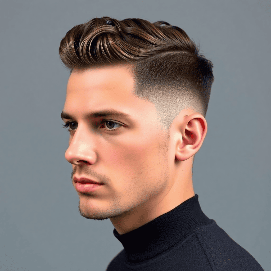 Mid Taper Fade With a Wavy Brush-Up