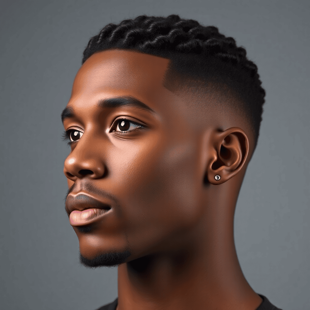 Short Twists With a Temple Taper Fade