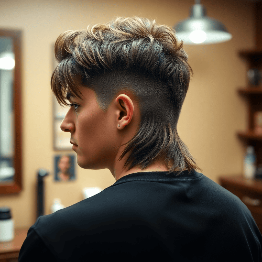 Burst Taper Fade Mullet With a Textured Back