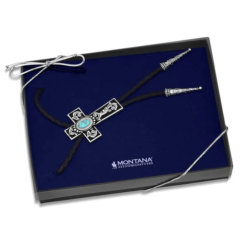 Montana Silversmiths Blue Maverick Bolo Tie
