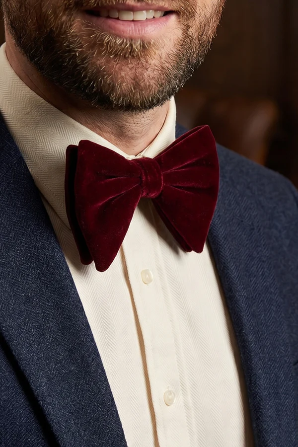 OTAA Bond Burgundy Velvet Bow Tie