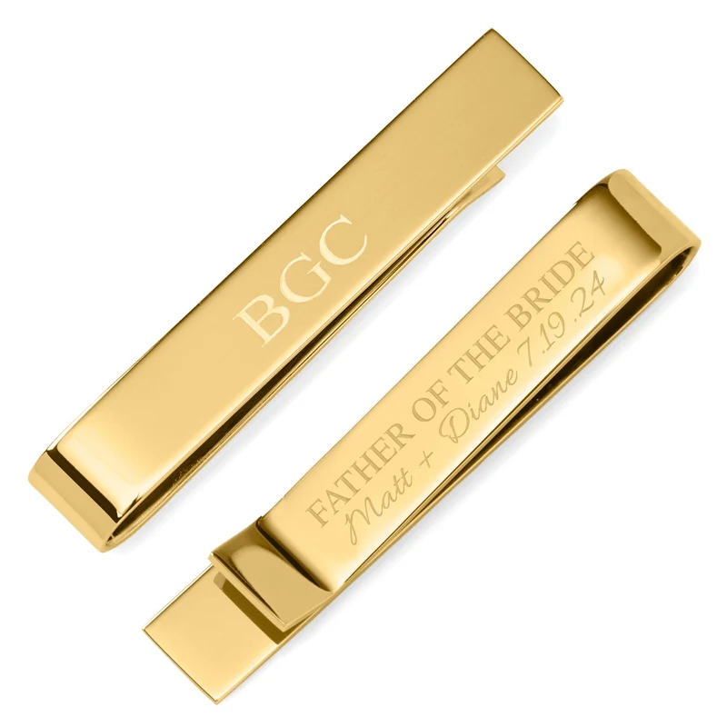Ox and Bull Gold Stainless Steel Engravable Tie Clip