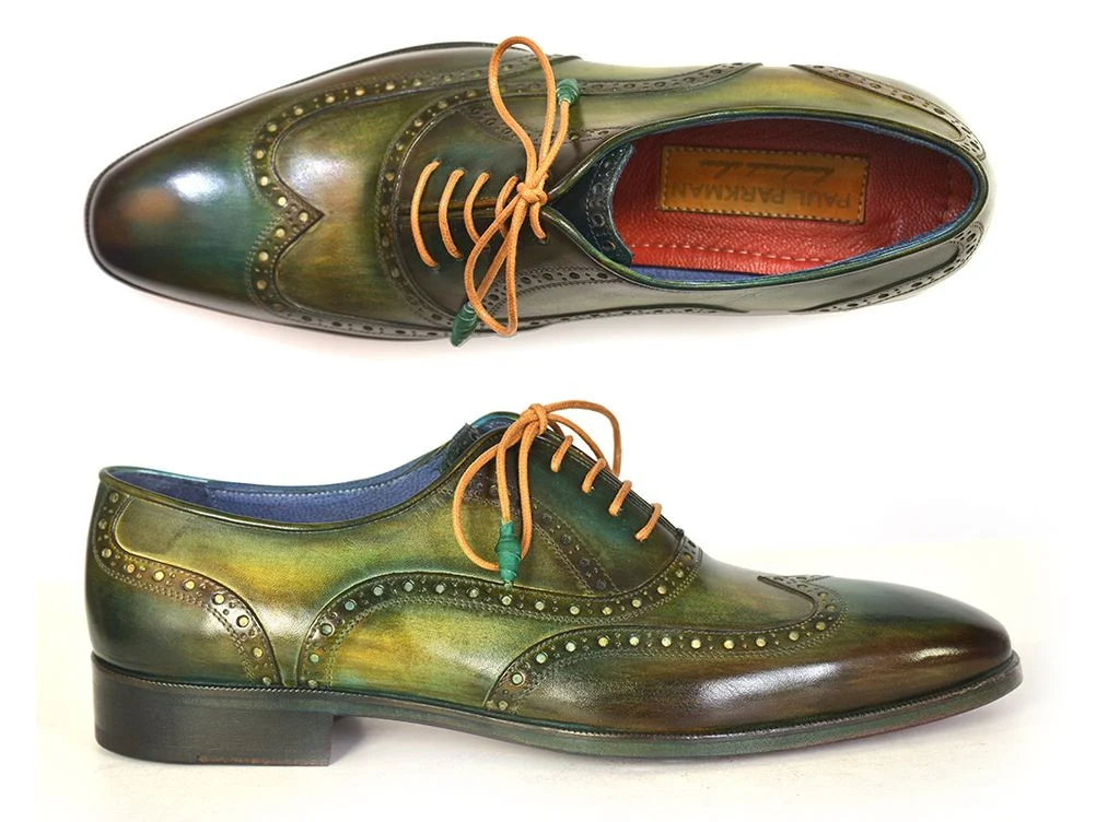 Paul Parkman 6931GRN Green Dual-Tone Wingtip Derby