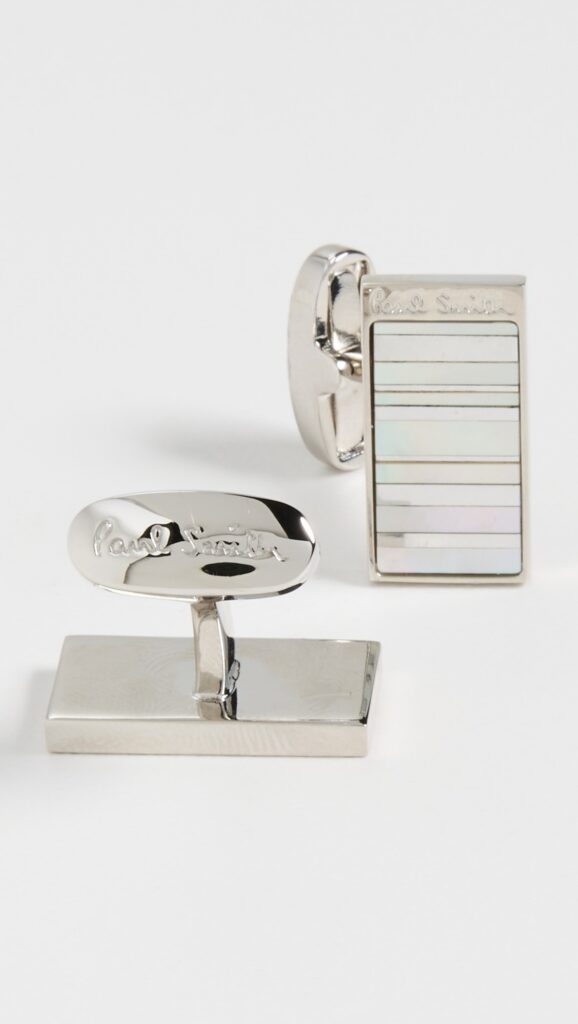Paul Smith Gold Mother-of-Pearl Stripe Tie Clip