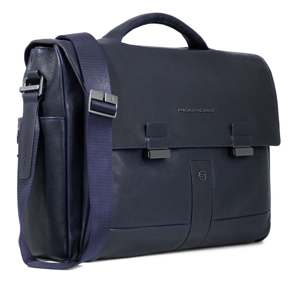 Piquadro Black Square Leather Laptop Briefcase