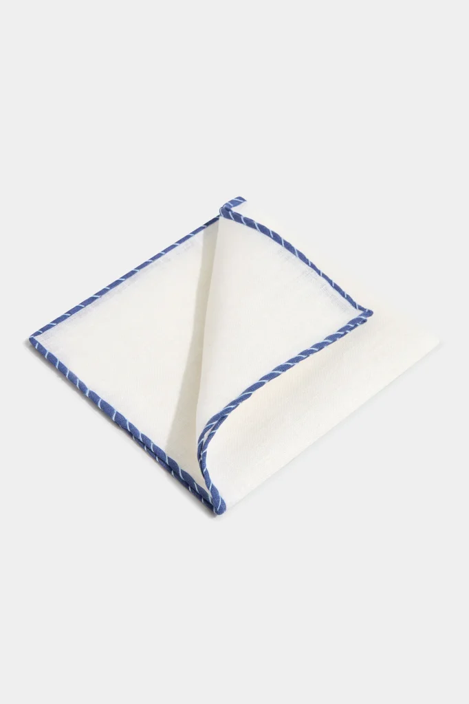 Rampley & Co White Linen Pocket Square — Best for Hand-Rolled Detail