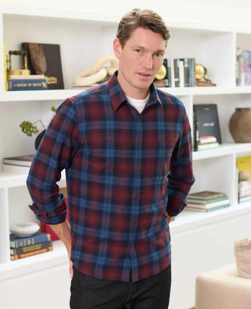 Start with navy texture and burgundy twill