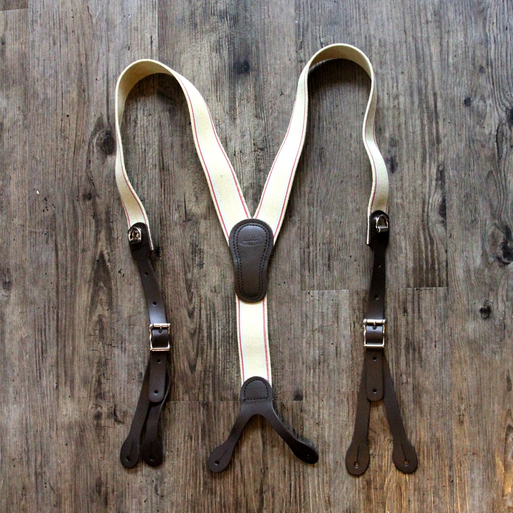 SuspenderStore Grosgrain Ribbon Leather Clip Y-Back Suspenders