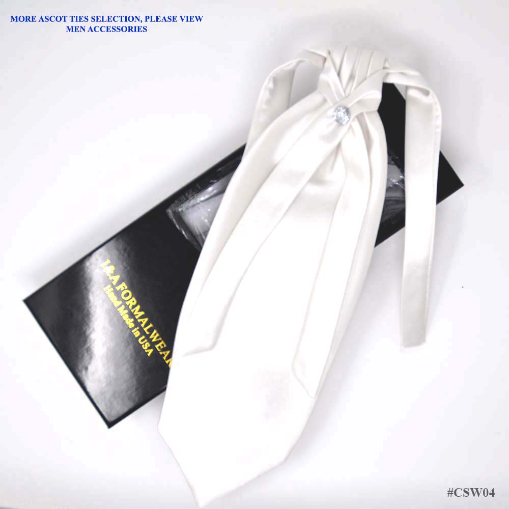 Ties Planet Plain White Luxury Silk Satin Cravat Tie