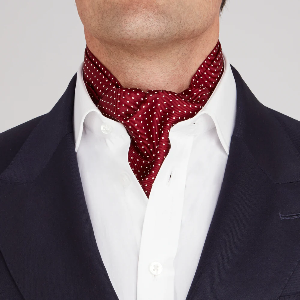 Turnbull & Asser Blue and Burgundy Micro Dot Silk Cravat