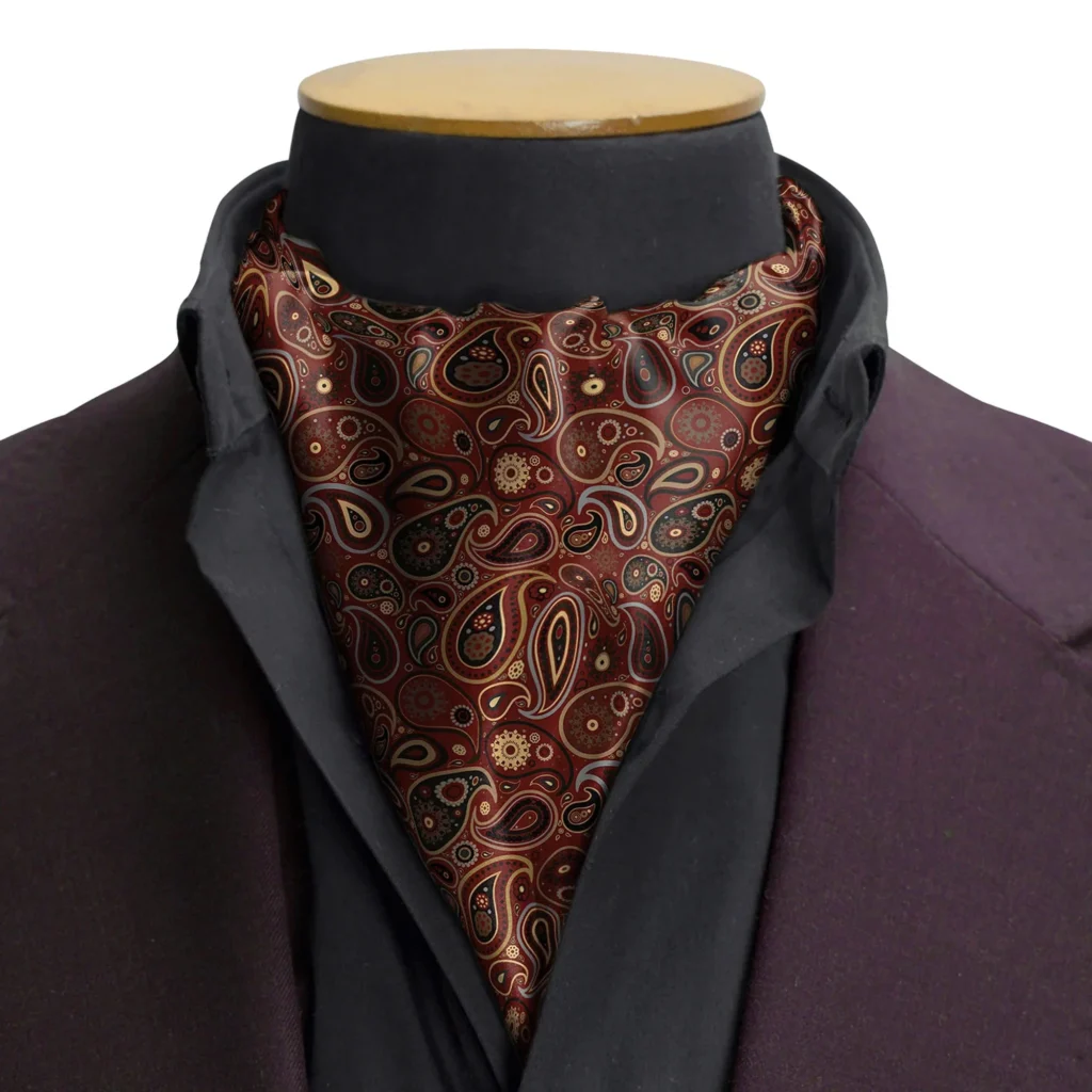 Turnbull & Asser Burgundy Dotted Check Pattern Printed Silk Cravat
