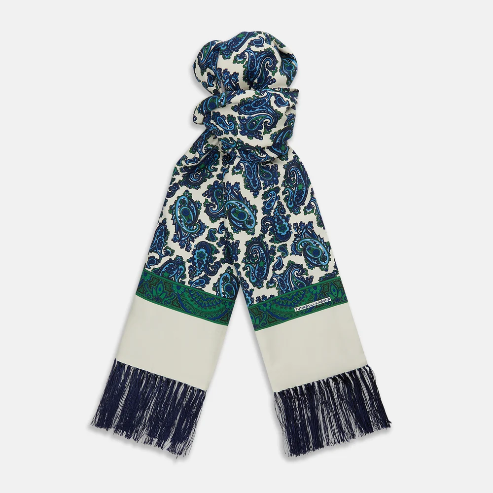 Turnbull & Asser Navy Interlocking Circle Foulard Silk Cravat