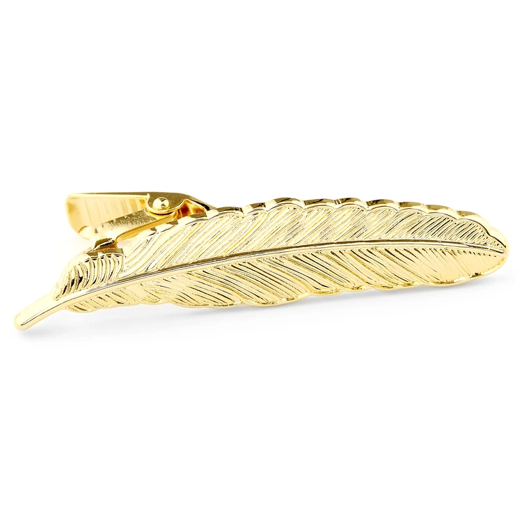 Warren Asher Short Polished Gold-Tone Tie Clip