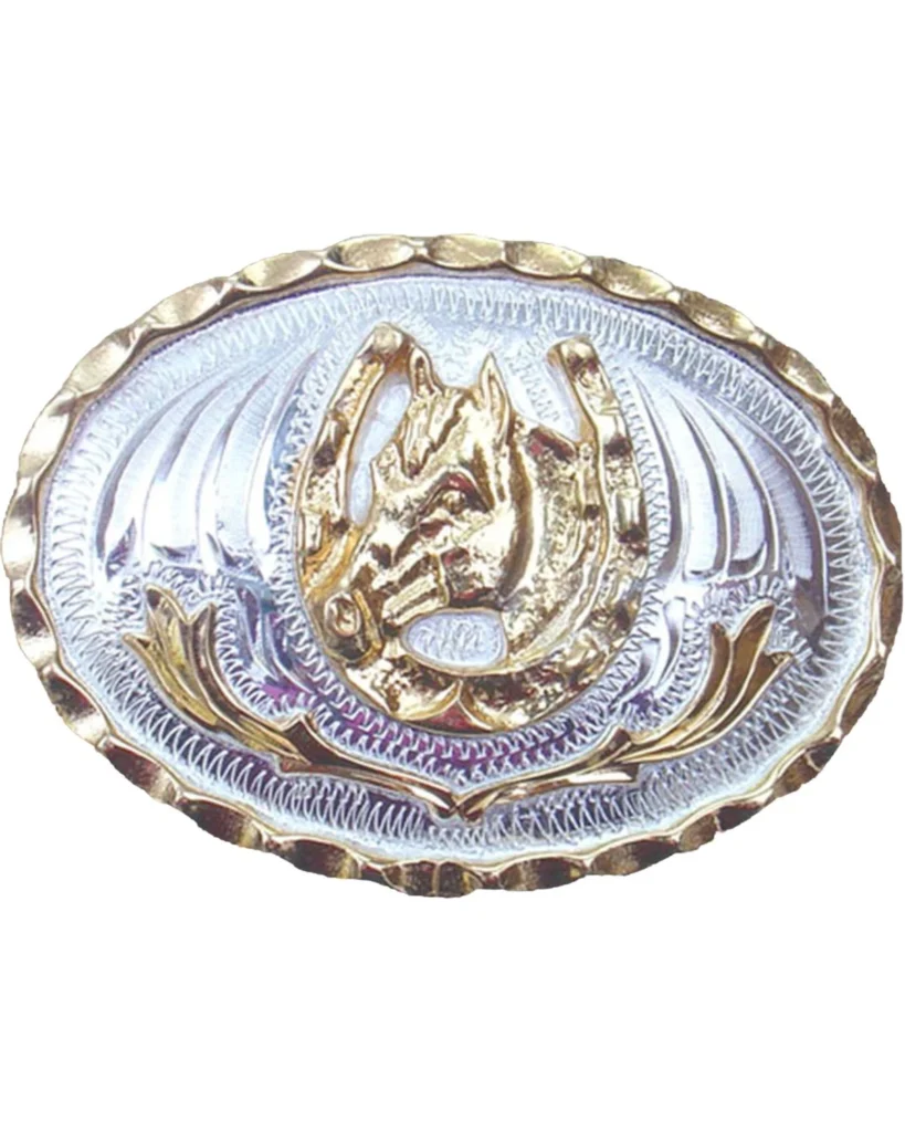 Western Express Small Horsehead and Horseshoe Belt Buckle