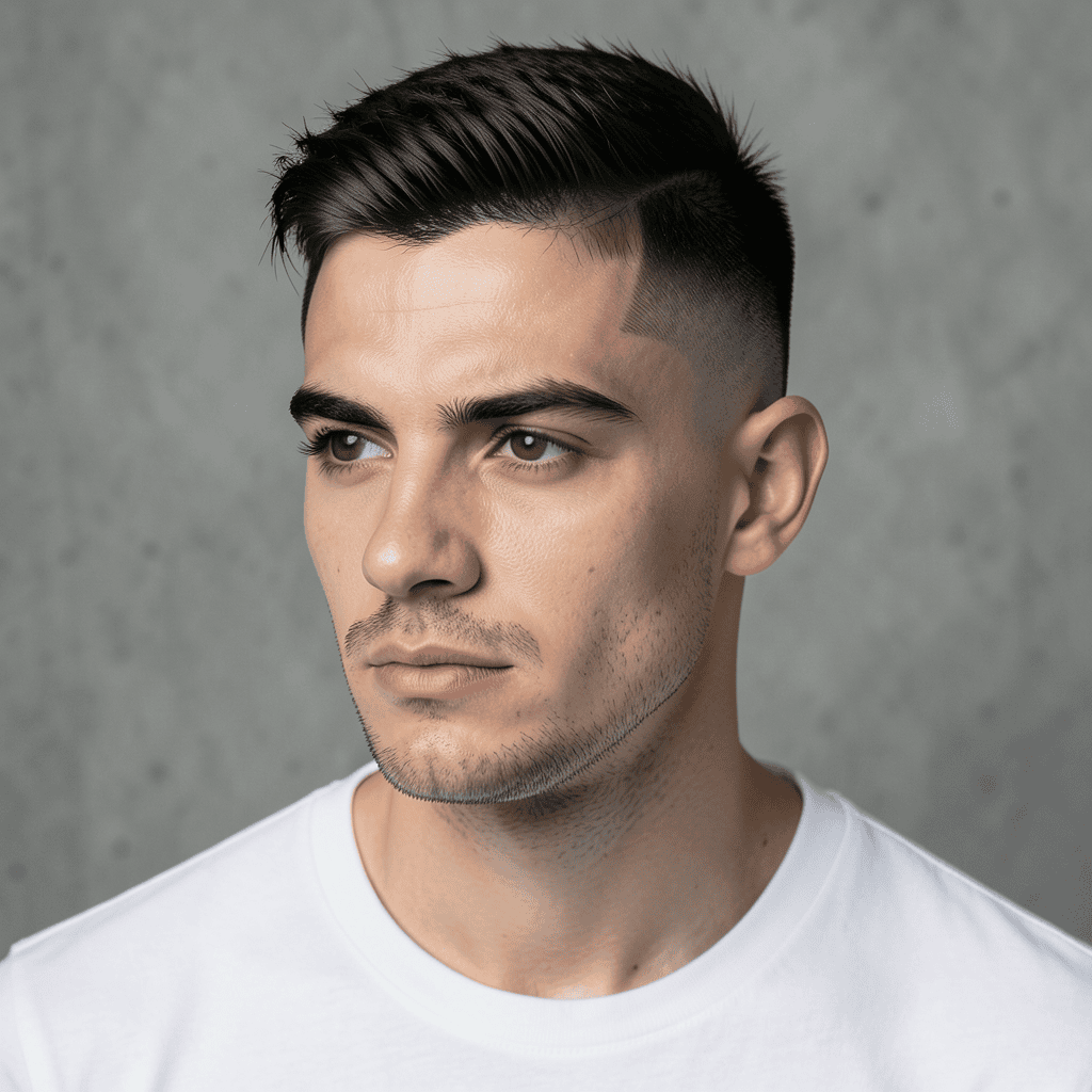 Buzz Cut With a Sharp Temple Fade