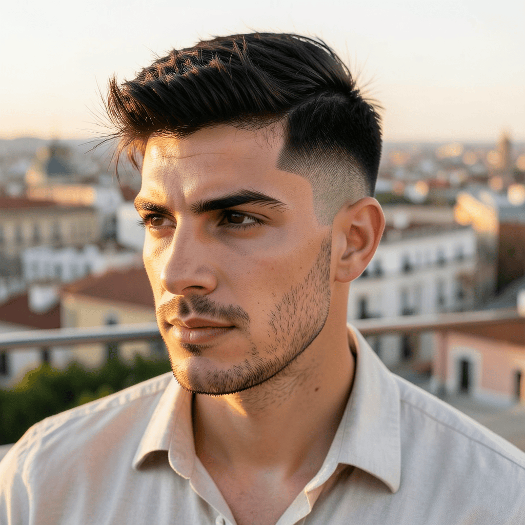 Mid Fade With a Loose Messy Quiff
