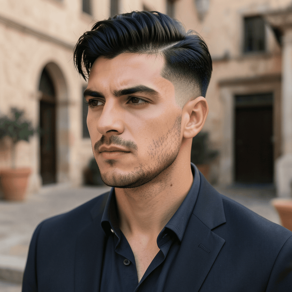 Mid Fade With a Loose Messy Quiff