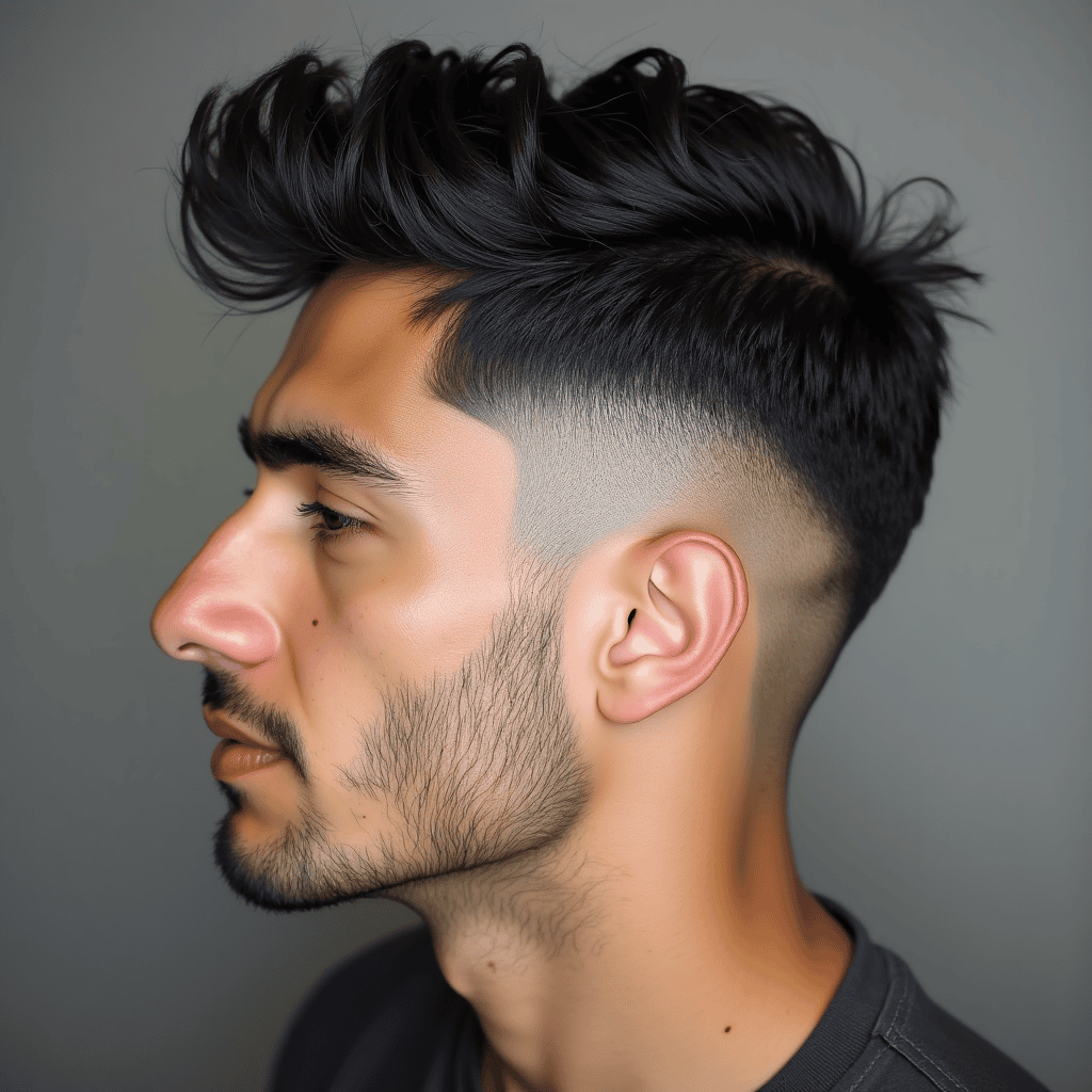 Short Mohawk Fade With Razor Detailing