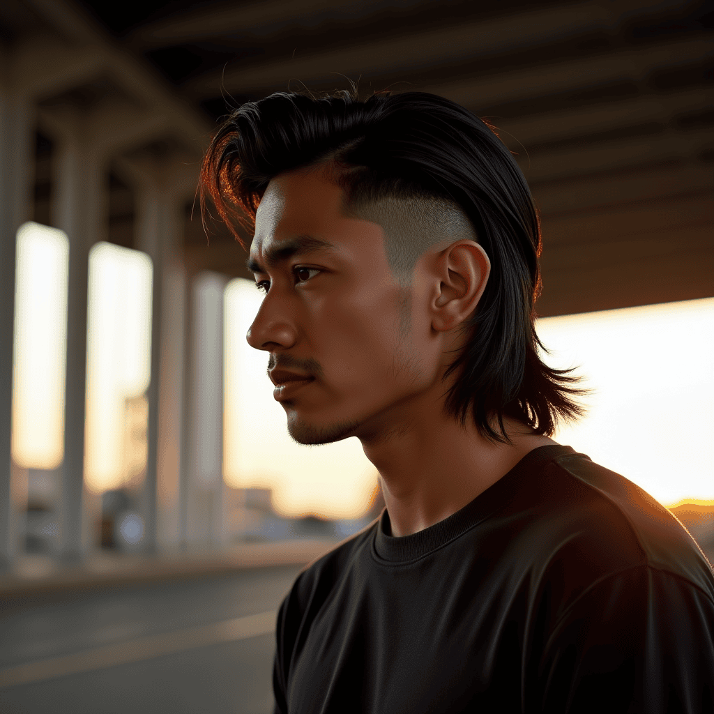 Modern Mullet With a Burst Fade