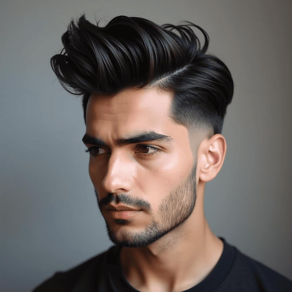 Curly High Top with Temple Fade