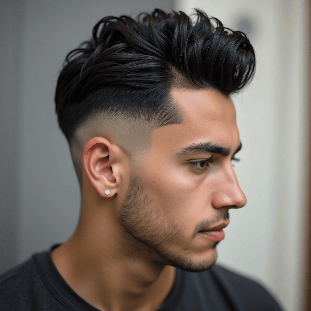 Wavy Side Part with Scissor Taper