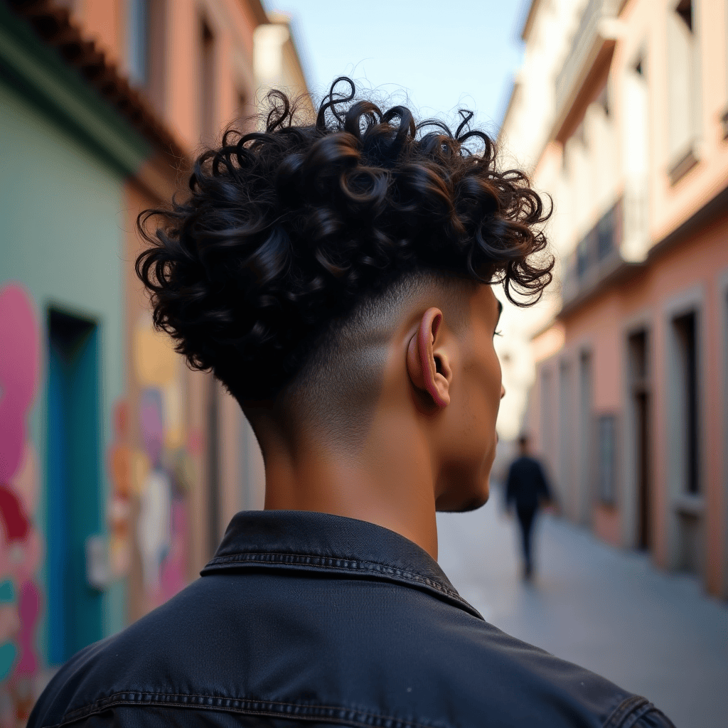 Short Curly Mullet Fade