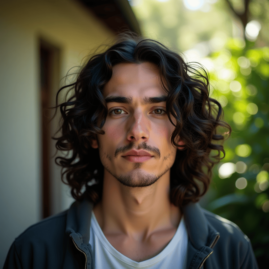 Long Curly Layers with a Center Part