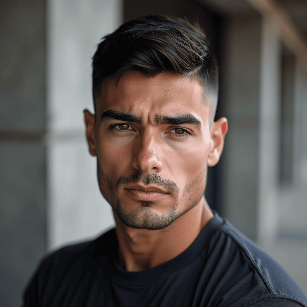 Crew Cut With a Soft Temple Fade