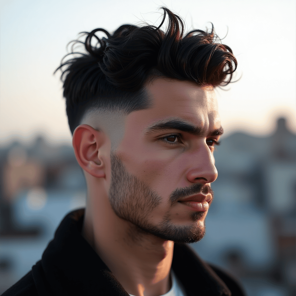 Drop Fade With a Wavy Quiff