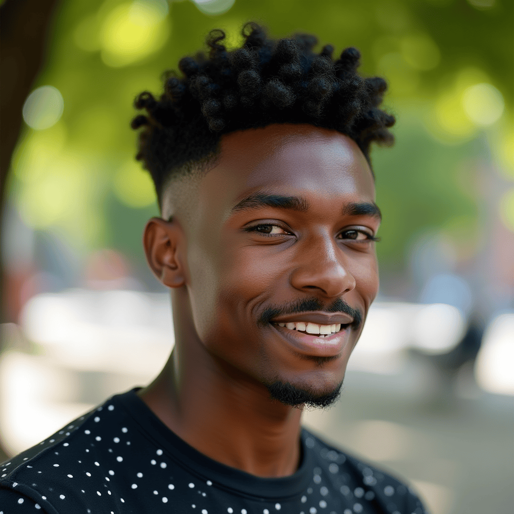 Low Fade With Defined Short Curls