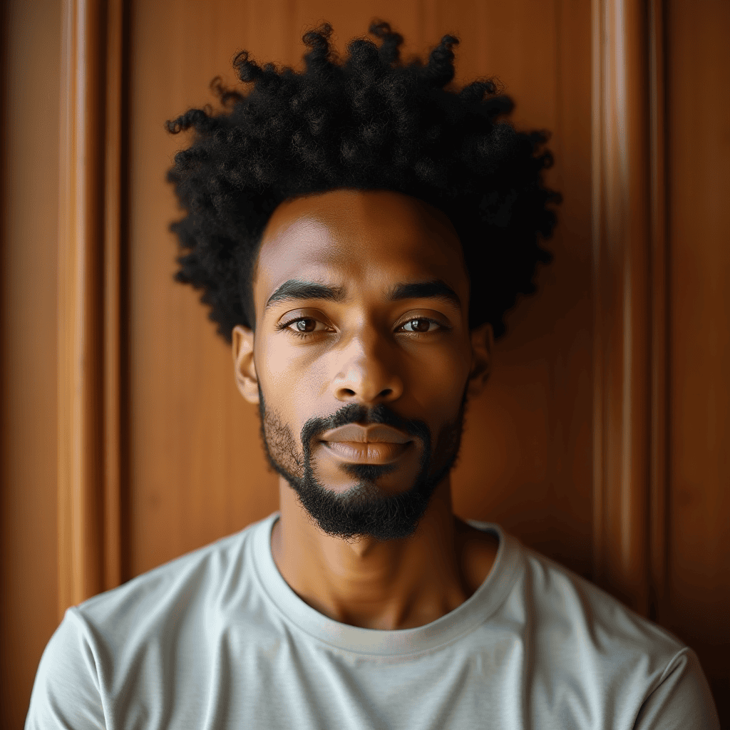 Short Afro with Temple Taper