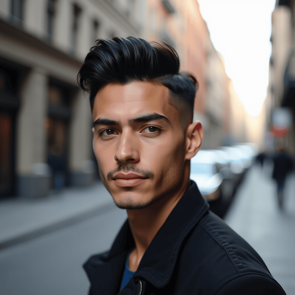 Short Pompadour With Mid Fade