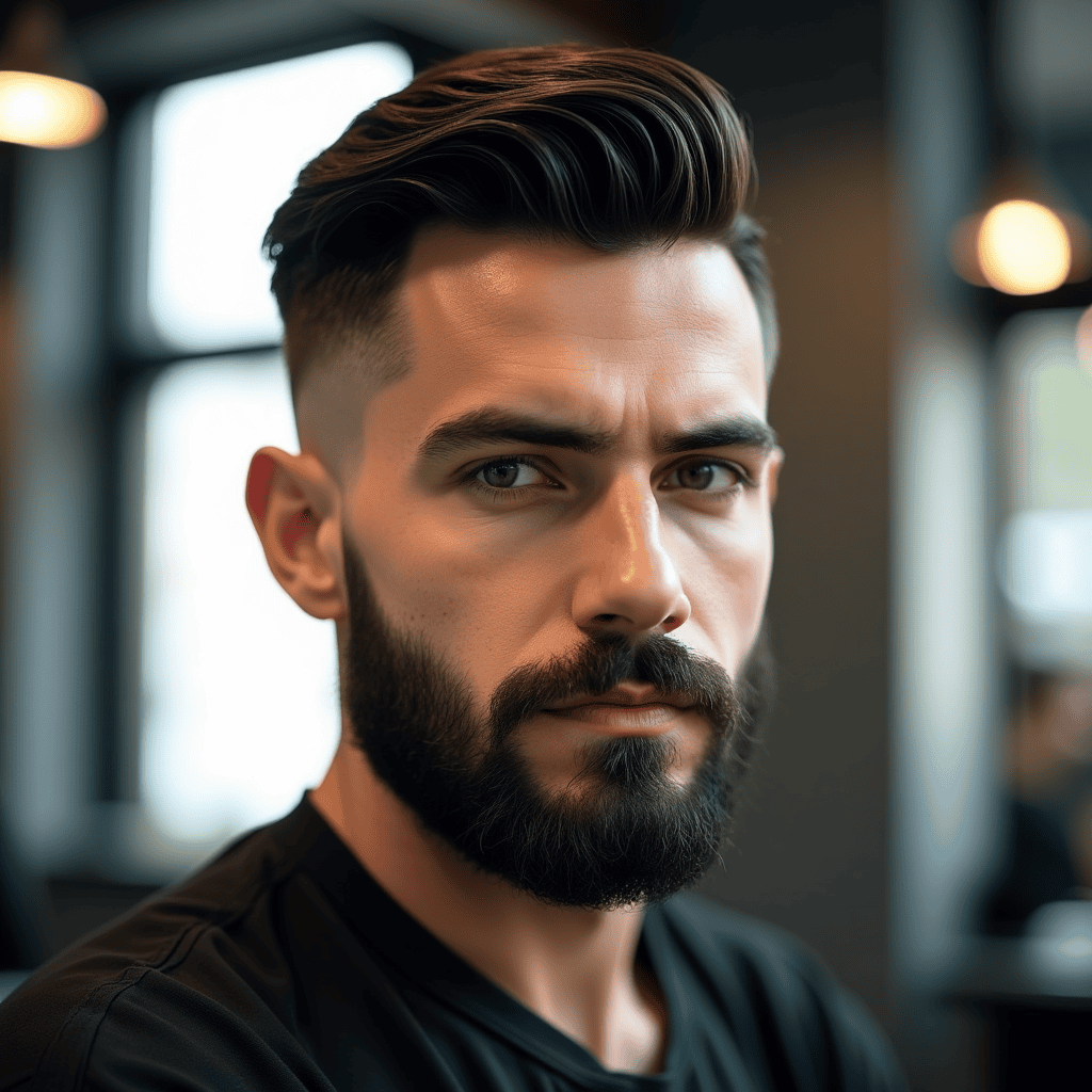 Pompadour With Beard Fade